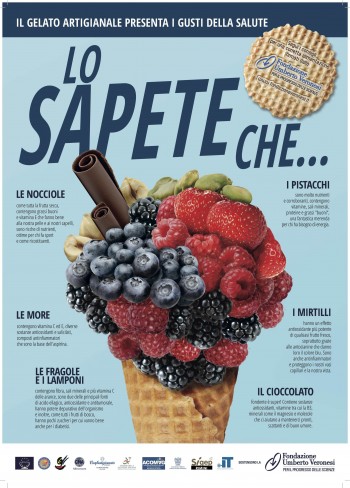 Locandina frutta -Il gelato artigianale presenta i gusti della salute