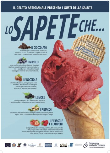 Locandina gelato-Il gelato artigianale presenta i gusti della salute.